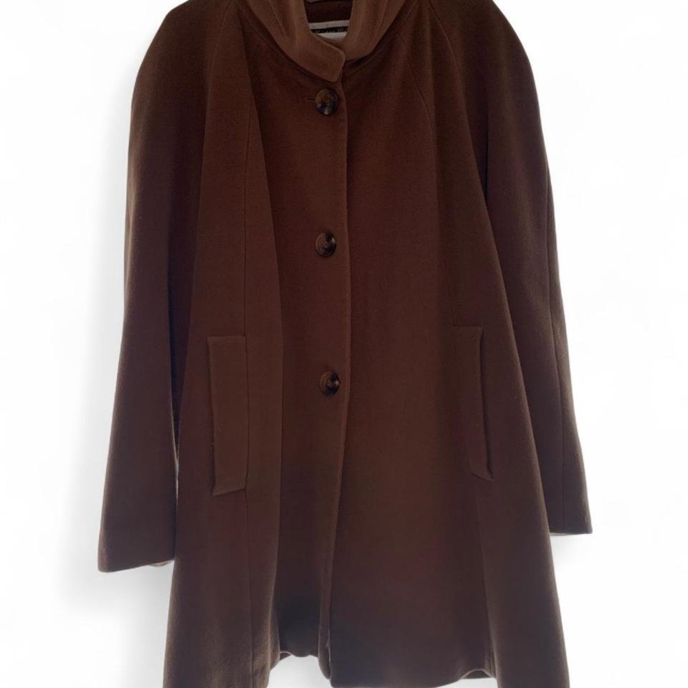 Kristen Blake Chocolate Brown Wool-Blend Button Cape Coat